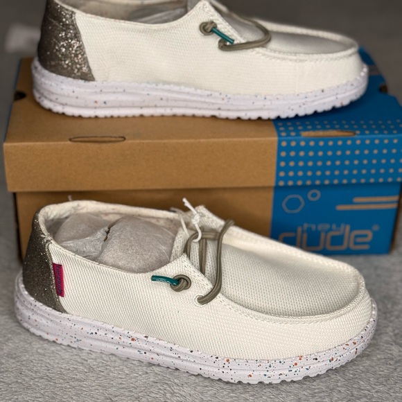 Hey Dude Other - Hey Dude Wendy Youth “Disco White” – Size K13 – Brand New with Box!
